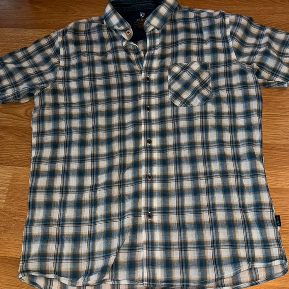 Kuhl Other - Kuhl Mens Plaid Shirt Size L 100% Organic Cotton Button Up Blue/ White